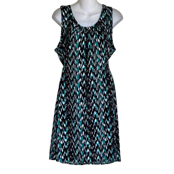 Daisy Fuentes Womens Multicolor Patterned Sleeveless Midi Dress With Tie Size L - Picture 1 of 10